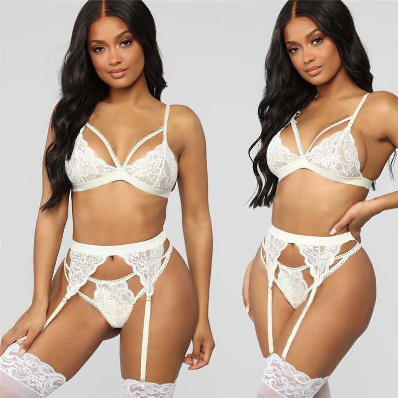 Lace garter three-piece set