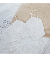 Comfort Without Rims Lace Cotton Bra Set