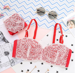 Lace Sweet And Cute Pattern Breathable Girl Bra Set